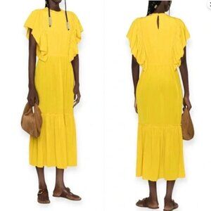 NWOT ULLA JOHNSON Silk Ilaria Midi Dress in Sunsprite M $850